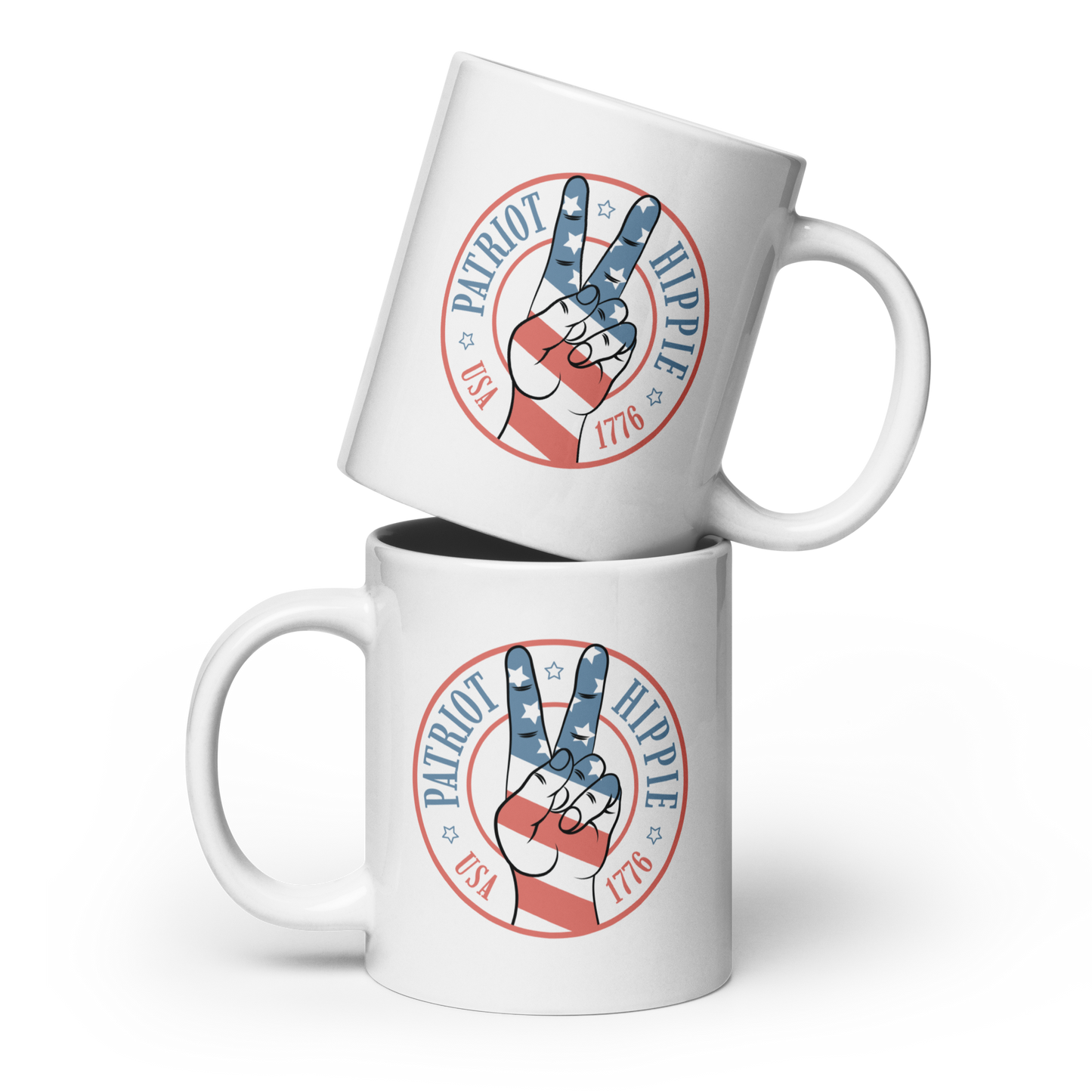 Patriot Hippie "Hand of Peace" White 20oz Coffee Mug
