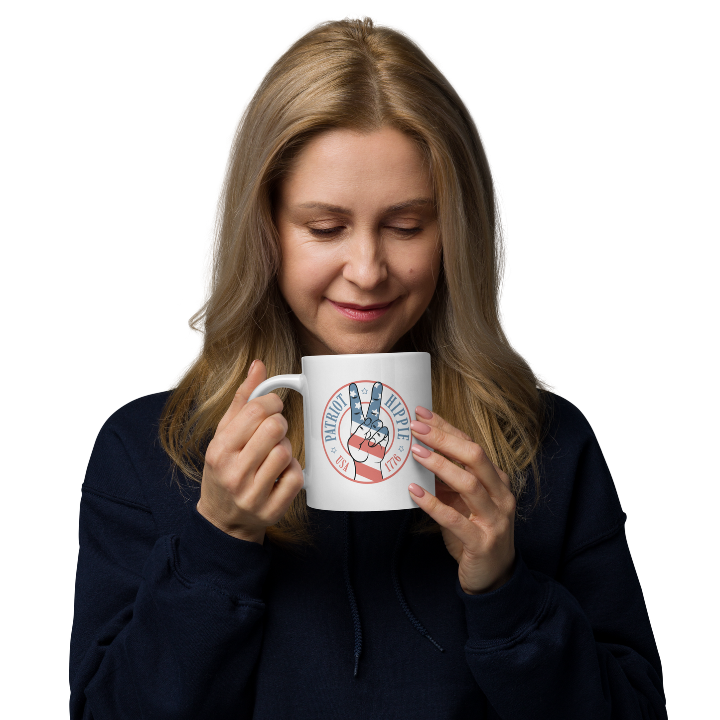 Patriot Hippie "Hand of Peace" White 20oz Coffee Mug