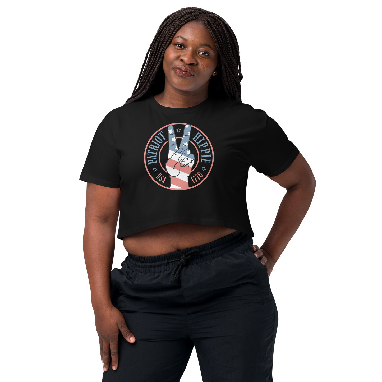 Patriot Hippie "Hand of Peace" Crop Top-Multiple Colors