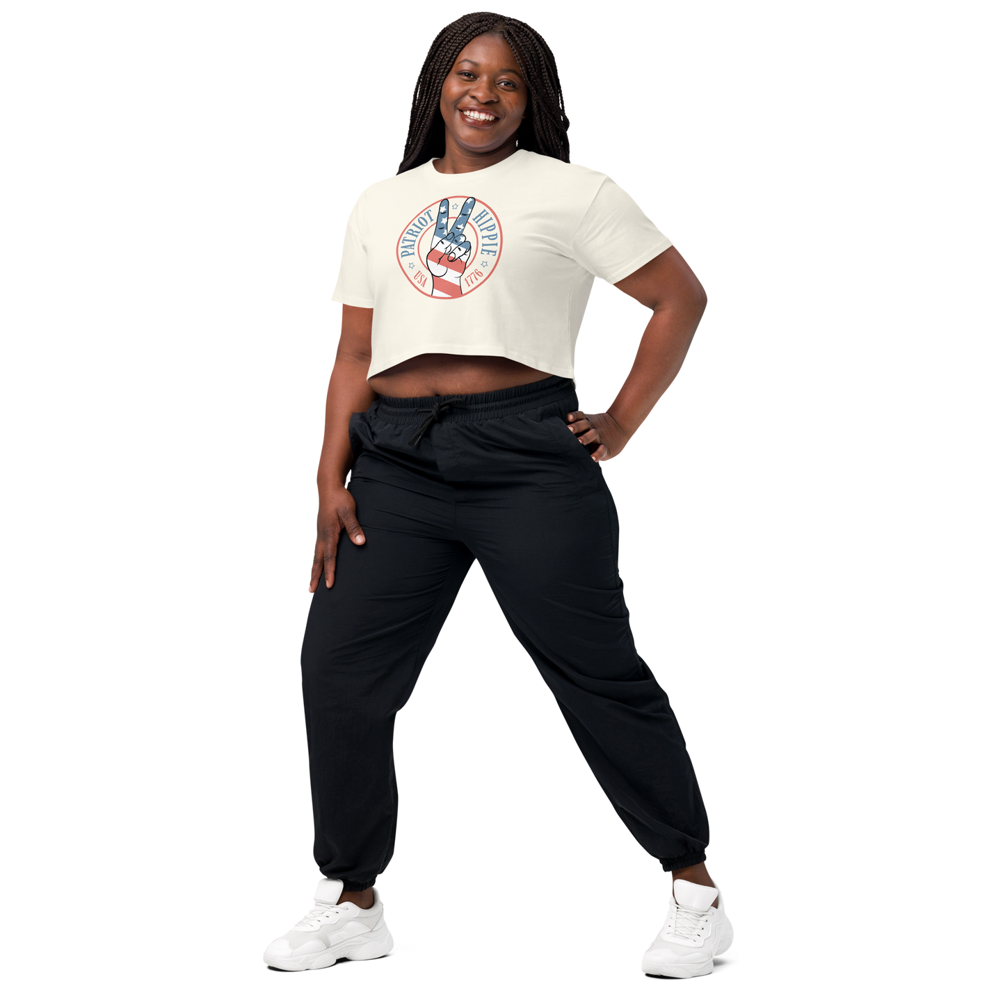 Patriot Hippie "Hand of Peace" Crop Top-Multiple Colors