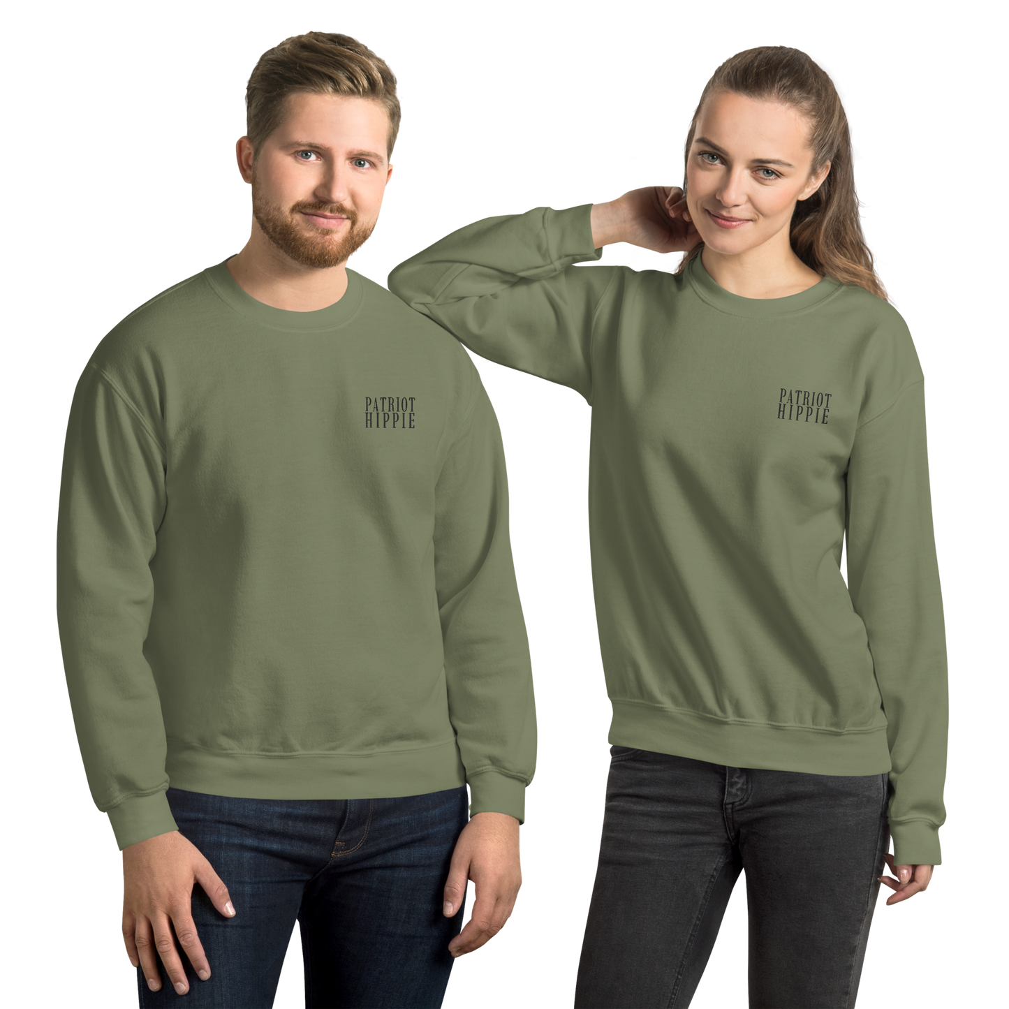 Patriot Hippie Embroidered Unisex Sweatshirt Multiple Colors