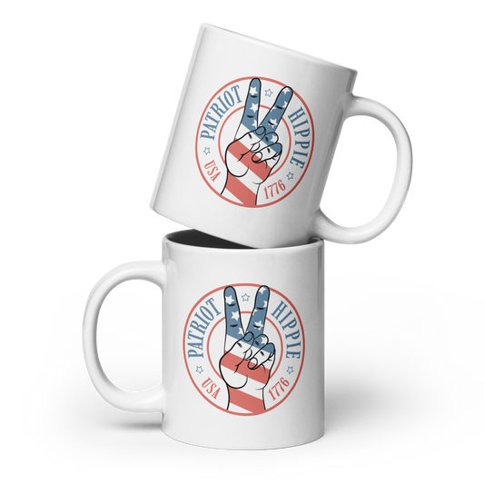 Patriot Hippie "Hand of Peace" White 20oz Coffee Mug