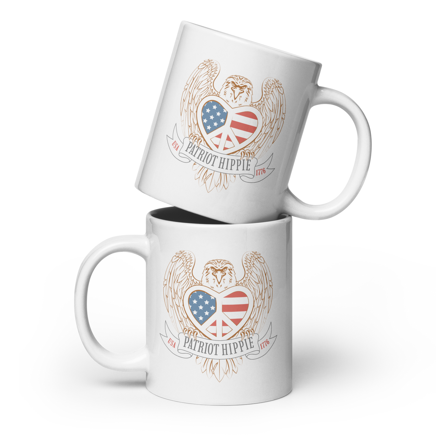 Patriot Hippie "Eagle of Peace" White 20oz Coffee Mug