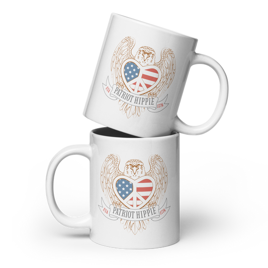 Patriot Hippie "Eagle of Peace" White 20oz Coffee Mug