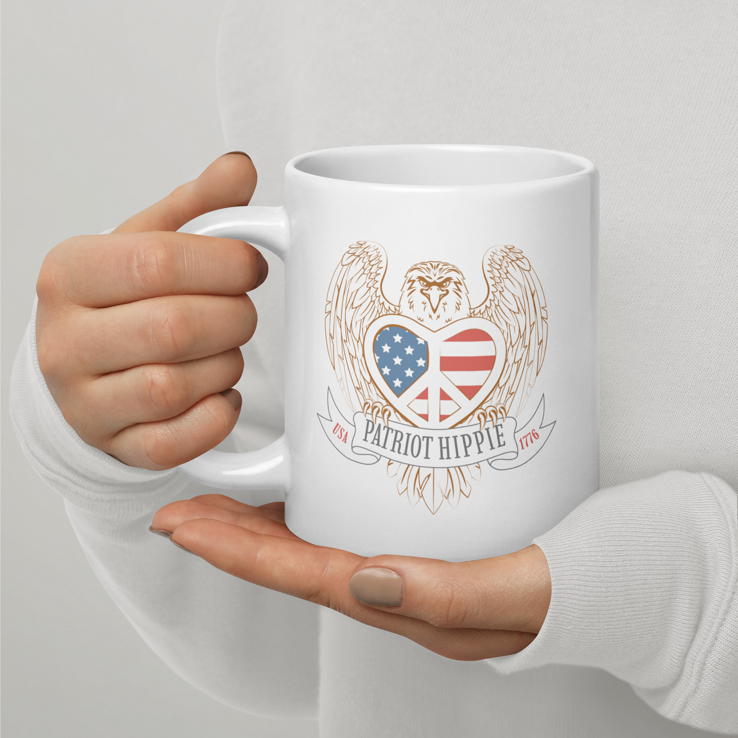 Patriot Hippie "Eagle of Peace" White 20oz Coffee Mug